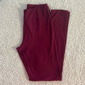 Wine colored leggings.